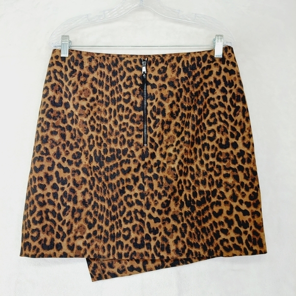 Ann Taylor Brown & Tan Leopard Printed Zip Up Mini Skirt 3586 - Picture 2 of 5